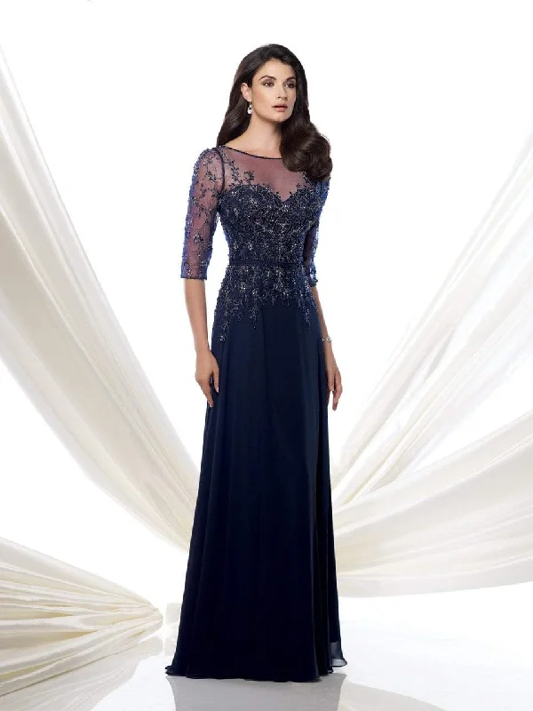 Modern Women's Outfit Mon Cheri Beaded Sweetheart Gown in Navy Blue 115971W