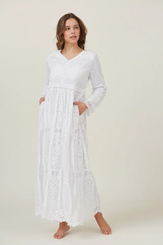 Vintage-Inspired Garments KariAnn White Temple Dress / Simple Wedding Dress