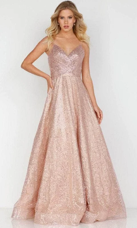 Casual Attire For Women Terani Couture 2011P1477 - V-Neck Swirl Sequin Prom Ballgown