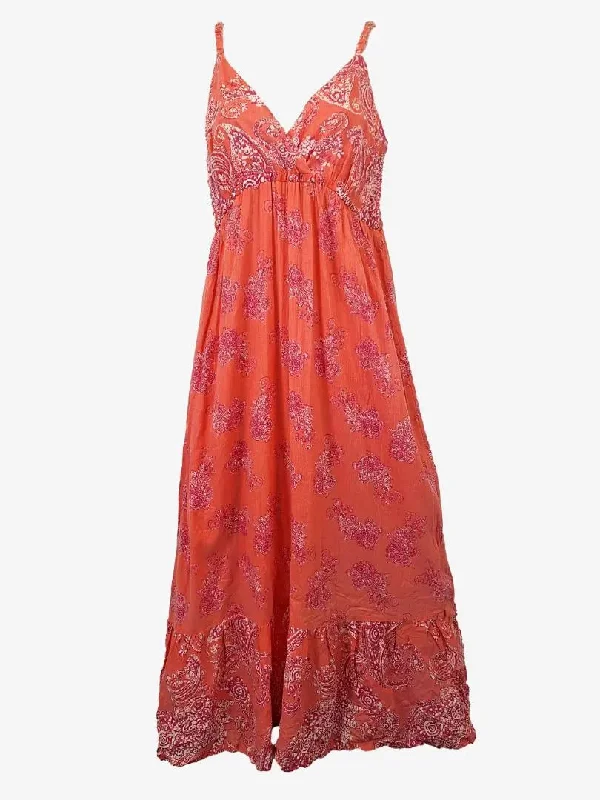 Women's Relaxed Outfit Seraphine Coral Floral Print Maxi Dress Size 10