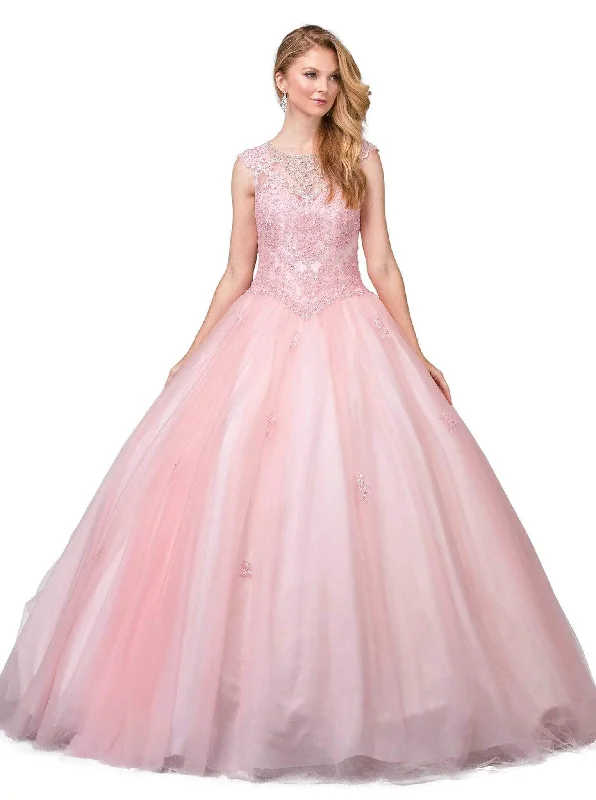 Tailored Clothing For Women Dancing Queen - 1223 Cap Sleeve Beaded Applique Ballgown