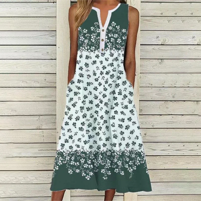 Women's Fashion-Forward Apparel Casual Floral Sleeveless Dress