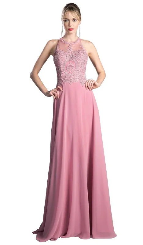 Casual Clothes For Women Cinderella Divine Long Illusion Jewel Tonal Appliqued Evening Gown - 1 pc Champagne In Size L Available