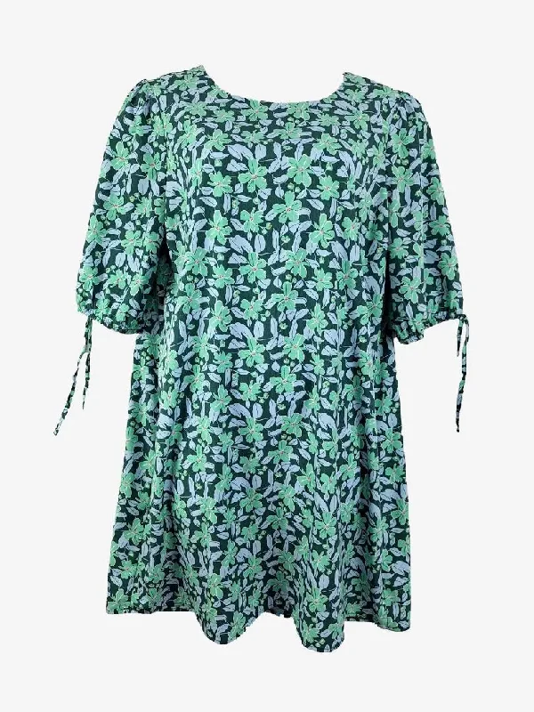 Tailored Clothing For Women Stella Aqua Floral Tie Sleeves Dress Size 16