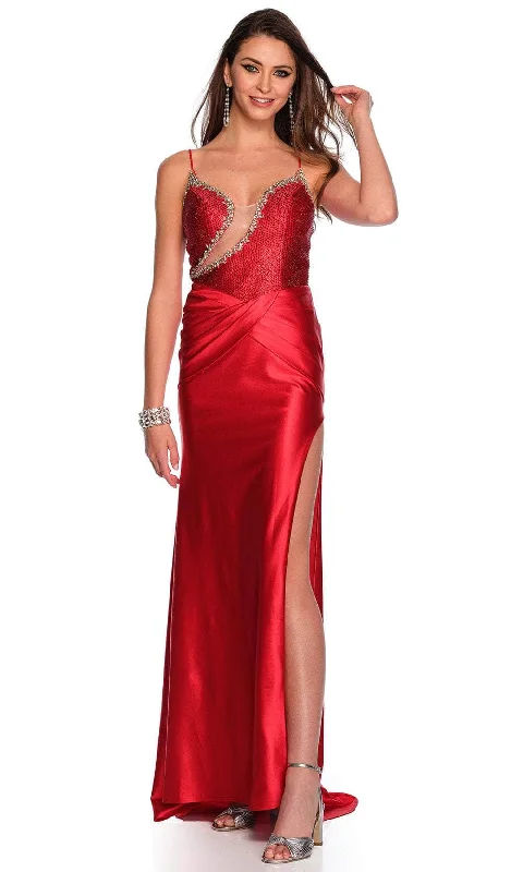 Women's Work Outfit Dave & Johnny 11498 - Rhinestone Embellished Sleeveless Prom Gown