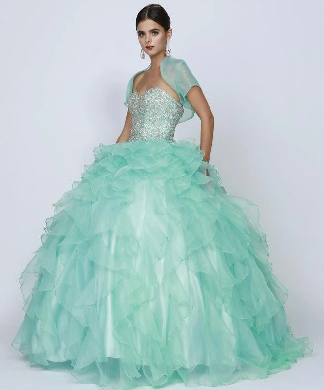 Vintage-Inspired Garments Long Ball Gown Ruffled Strapless Quinceanera Dress