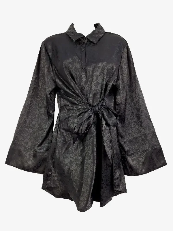 Women's Seasonal Wardrobe Clothing Runaway Satin Floral Witchy Shirt Dress Size 10