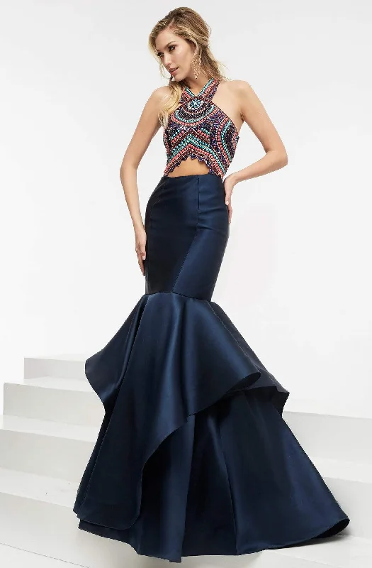 Women's Resort Apparel Jasz Couture - Beaded Halter Mermaid Evening Gown 5934