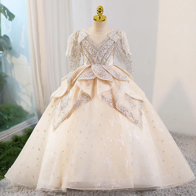 Women's Vintage-Inspired Clothing Girls Fantasy Champagne Wedding Dress Princess Dress