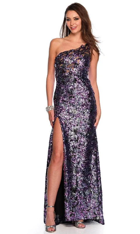 Stylish Women's Outfit Dave & Johnny 11499 - Sequin One-Sleeve Prom Gown