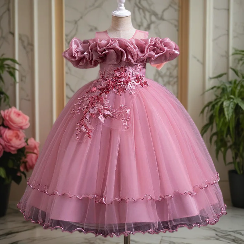 Women's Trendy Outfit Children's Birthday Princess Dress Girl Wedding Elegant Dress