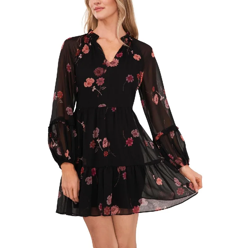 Women's Contemporary Apparel CeCe Womens Floral Smocked Babydoll Dress