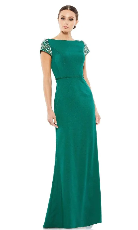 High-Fashion Women's Clothing Mac Duggal - 55718 Bateau Beaded Sleeve Formal Gown