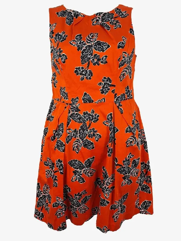 Casual Outfit For Women Cue Rust Elegant Floral Skater Dress Size 14