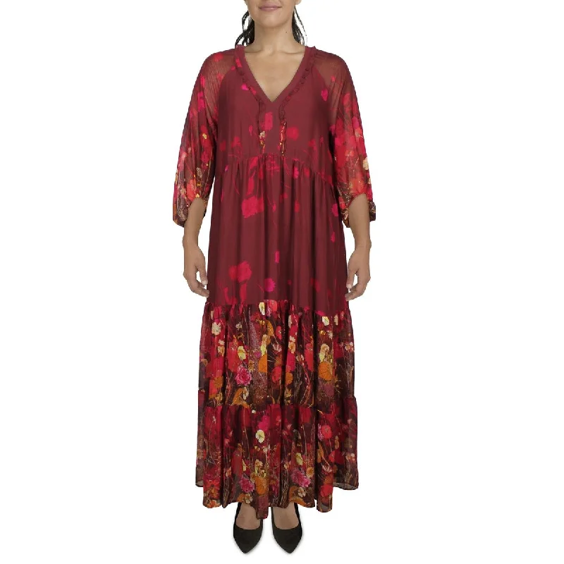 Women's Travel Apparel Arna York Womens Floral Print  Maxi Dress