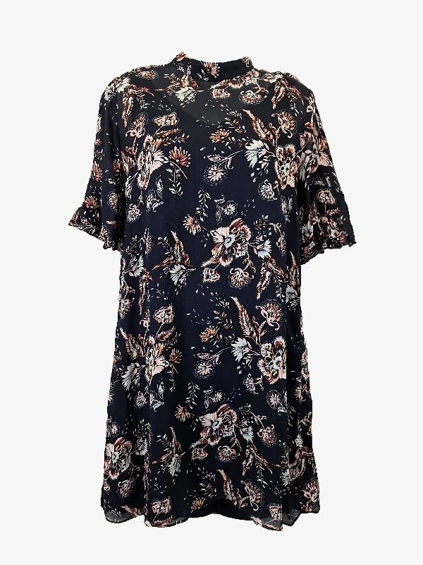 Women's Occasion Wear Clothes Witchery Navy Double Layer Floral Mini Dress Size 10