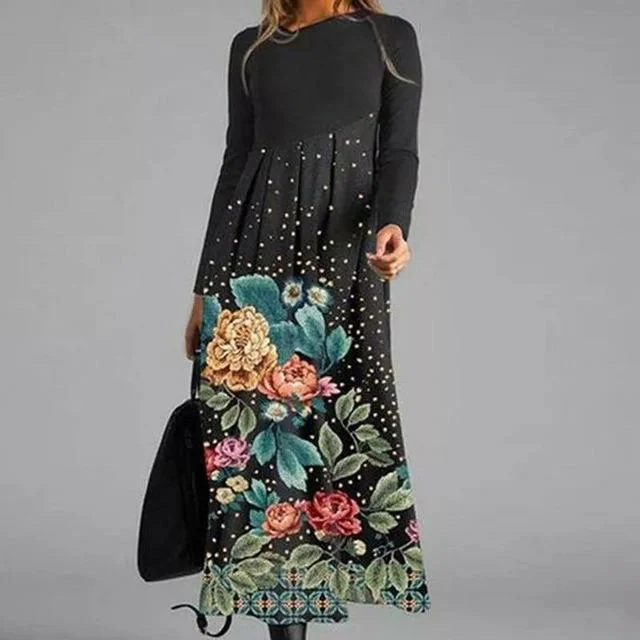 Casual Clothes For Women Floral Print Patchwork Dress