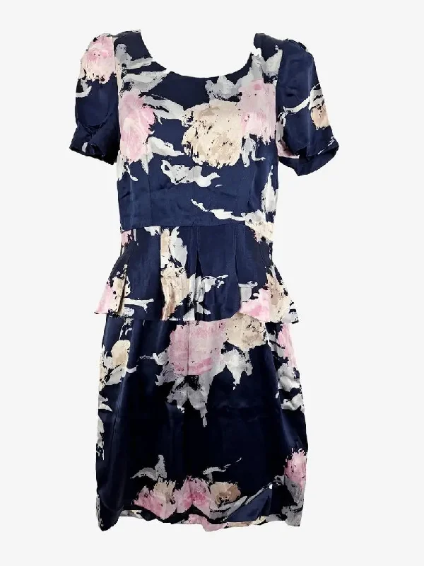 Women's Activewear Apparel Alannah Hill Navy Floral Peplum Midi Dress Size 8