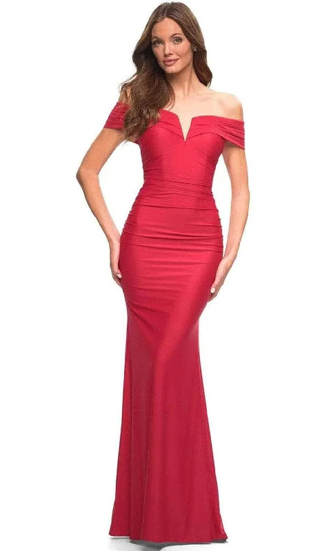 Women's Trendy Clothing La Femme - V-Neck Mermaid Prom Gown 30582SC