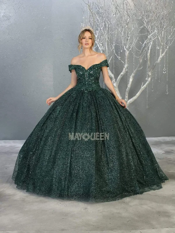 Fashionable Women's Casual Apparel May Queen - LK151 Embellished Off-Shoulder Ballgown