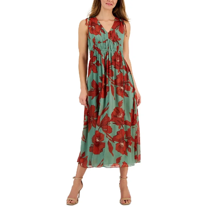 Classic Women's Apparel Anne Klein Womens Floral  Midi Dress