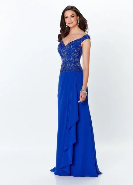 Women's Plus-Size Apparel Montage by Mon Cheri - Portrait Neckline Beaded Gown 119944 - 1 pc Royal Blue In Size 10 Available