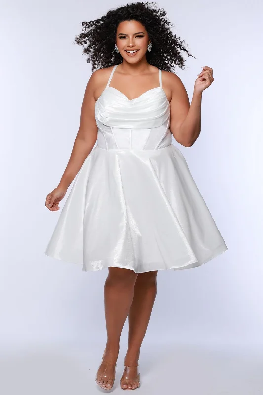 Women's Transitional Garments Sydneys Closet SC5341 Short A Line Pleated Wedding Dress