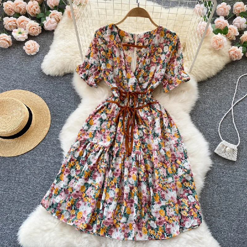 Women's Urban Clothing Cute floral short dress A line fashion dress    S442