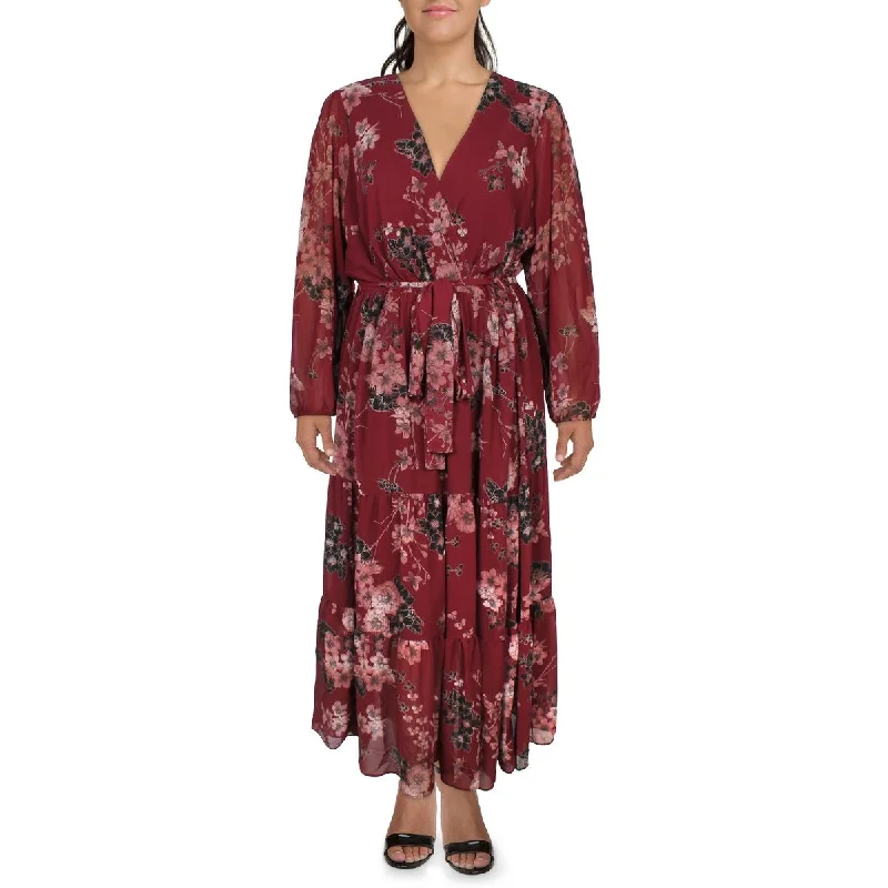 Women's Elegant Apparel City Chic Womens Floral Print Chiffon Maxi Dress