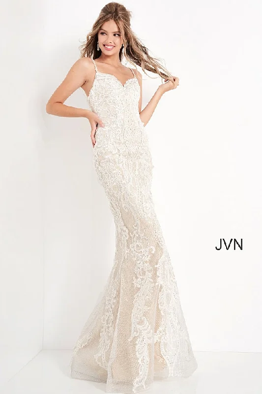 Women's Occasion Wear Clothing Jovani JVN65529A Size 10 Long Lace Fitted Prom Dress Embellished Wedding Bridal Gown