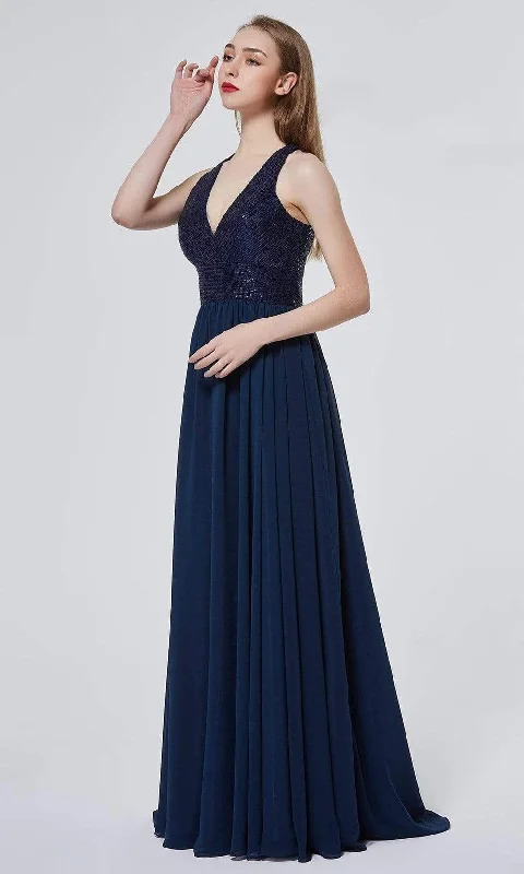 Vintage-Inspired Garments J'Adore Dresses - J19002 Sequined Bod Flowy A-line Gown