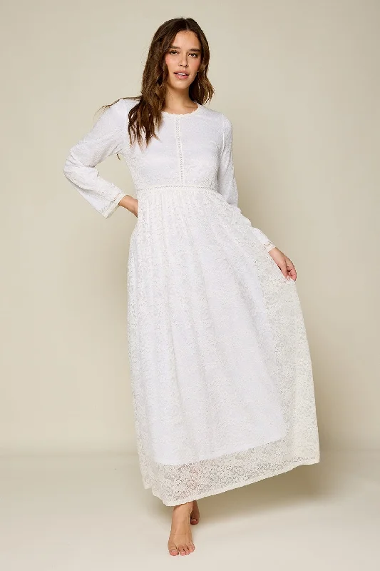 Plus-Size Women's Garments Crystal White Temple Dress / Simple Wedding Dress