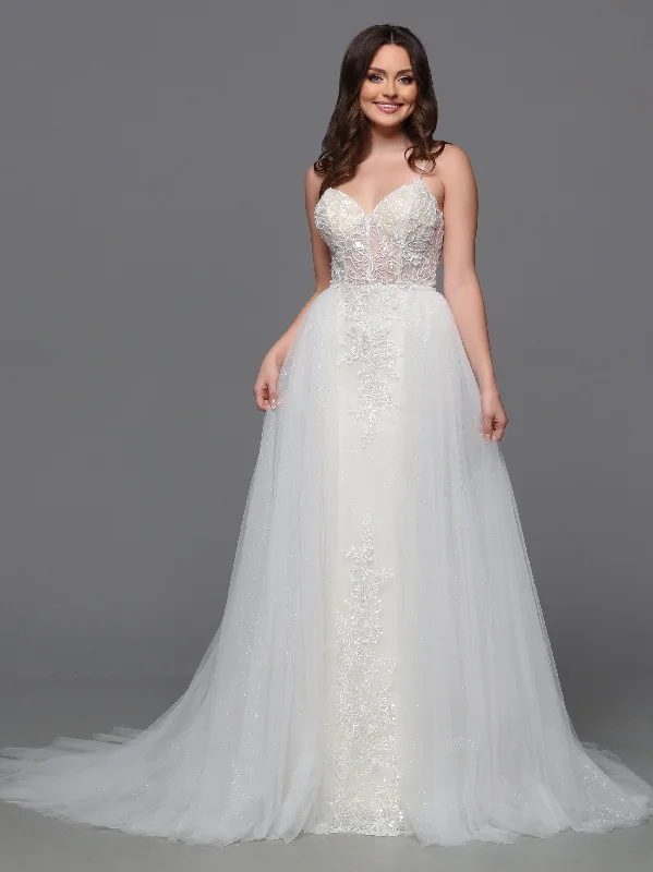 Women's Outdoor Activity Garments Davinci Bridal 50843 Size 12 Ivory Sheer Beaded Wedding Dress Detachable Overskirt sequin Bridal Gown