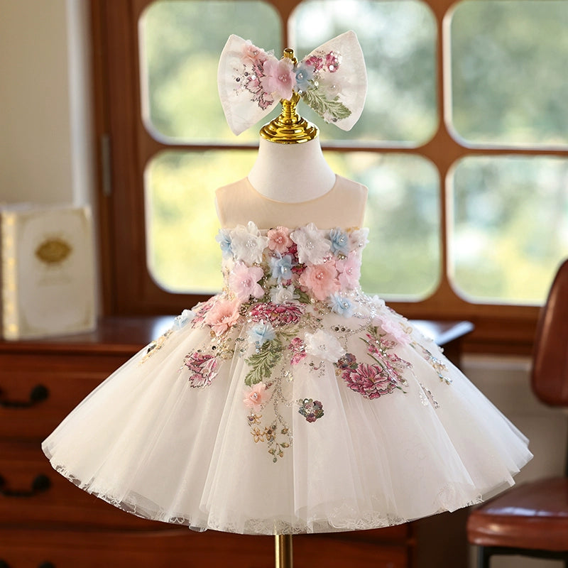 Women's Holiday Outfit Elegant Girls Flower Birthday Princess Dress Flower Girl Wedding Dress