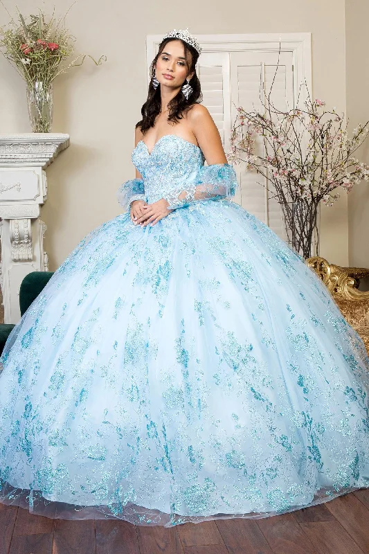 Women's Outerwear Attire Long Quinceanera Dress Glitter Mesh Ball Gown