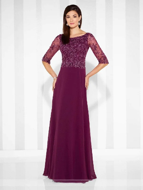 Women's Occasion Wear Clothes Mon Cheri - Quarter Length Sleeve A-line Gown 117603