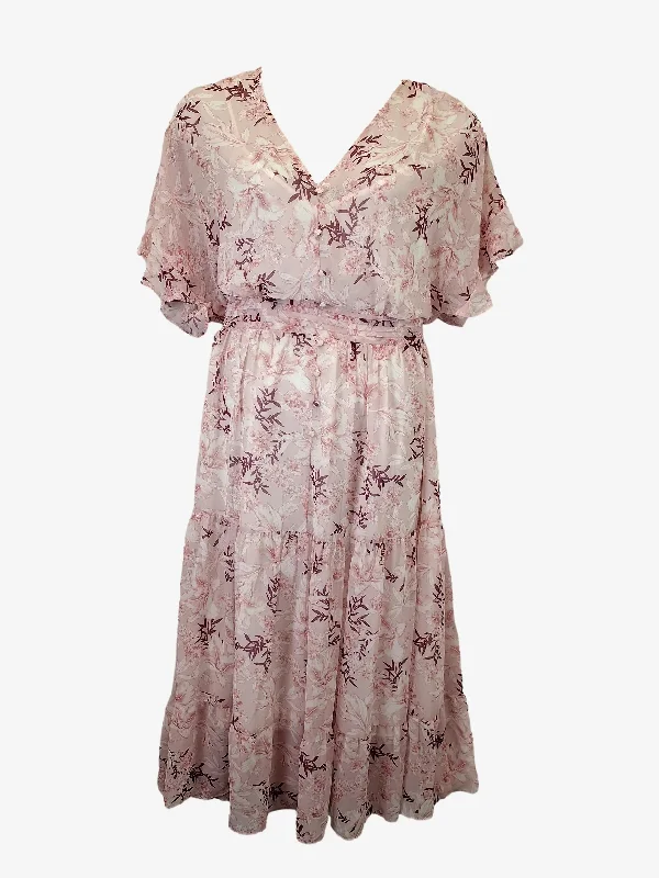 Charming Everyday Clothing For Women Forever New Delicate Dusty Rose Floral Dress Size 18