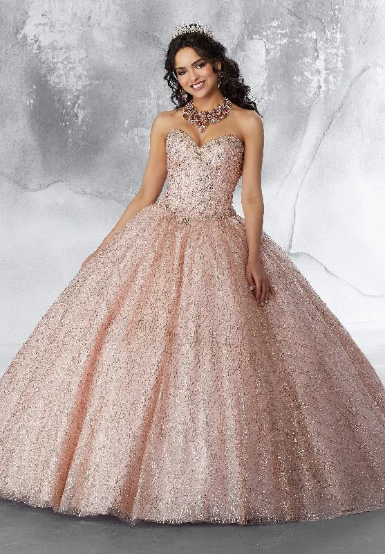 Women's Cozy Clothes Vizcaya by Mori Lee - 89199 Pearl-Ornate Glitter Mesh Ballgown