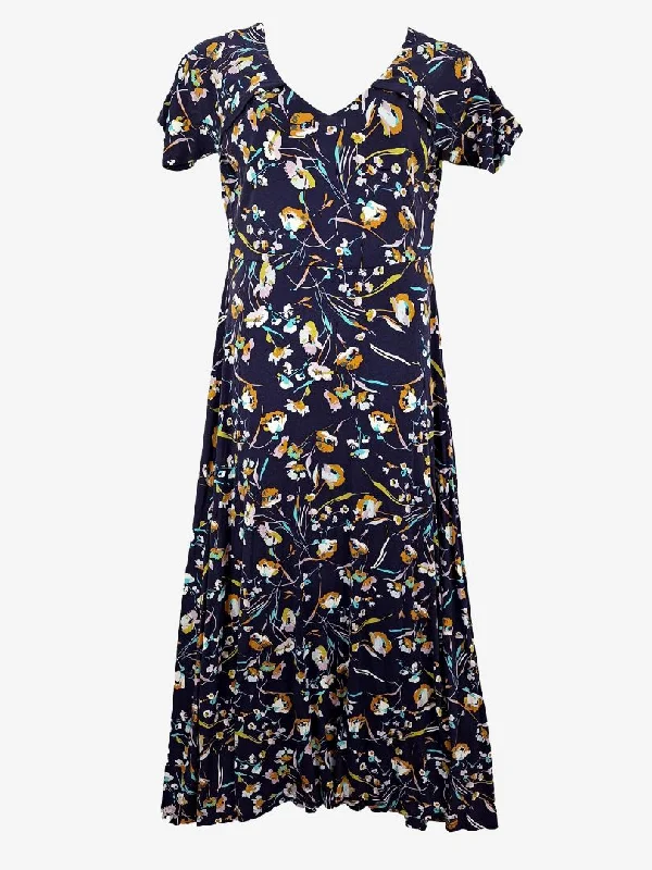 Women's Stylish Professional Garments Kaleidoscope Indigo Floral Stretch Maxi Dress Size 16