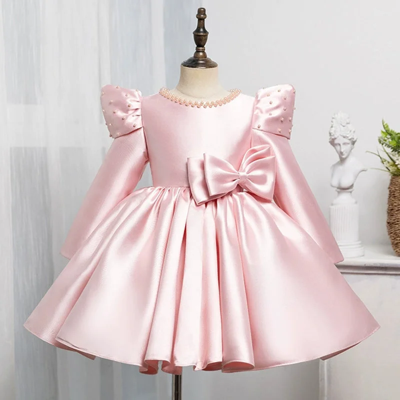 Casual Outfit For Women Pink Bow Princess Dress Wedding Flower Girl Dress Birthday Dress