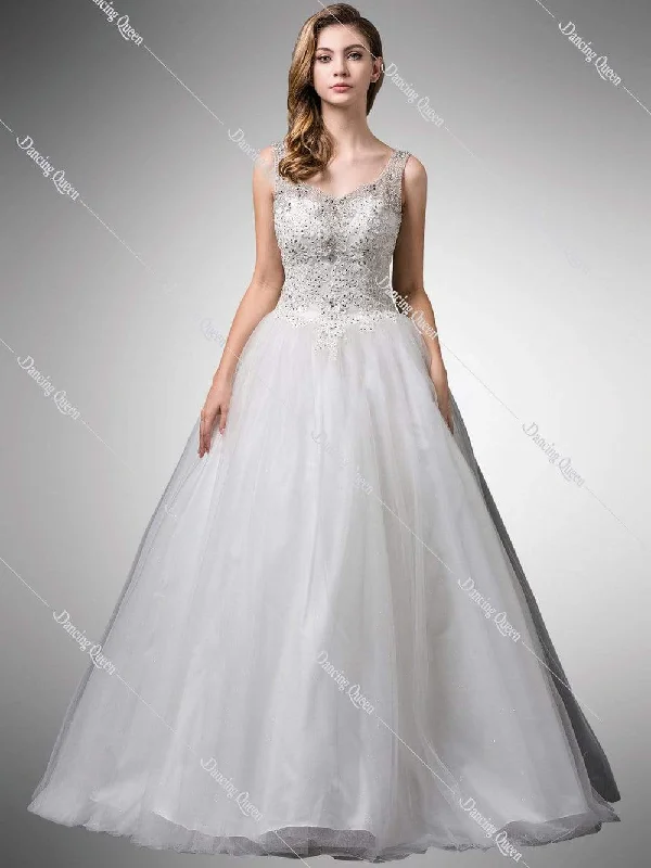 Women's Relaxed Clothes Dancing Queen Bridal - 105 Beaded V-Neck Wedding Dress