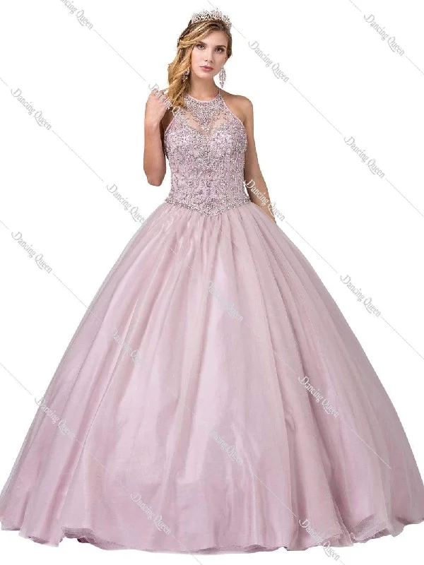 Stylish Outerwear Clothes For Women Dancing Queen - 1340 Embellished Halter Ballgown