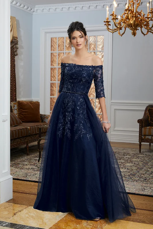 Vintage-Inspired Garments MGNY Madeline Gardner New York 72834 Long Formal Gown with Detachable Overskirt