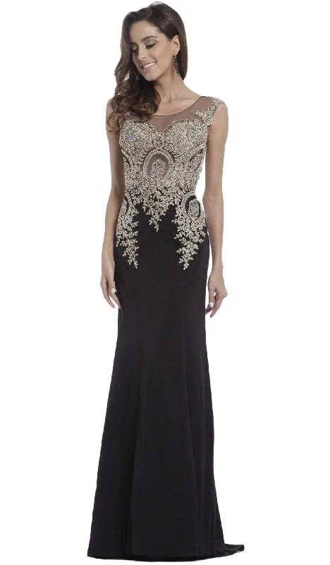 Stylish Clothes For Women Cinderella Divine - Cap Sleeve Illusion Bateau Metallic Lace Evening Gown