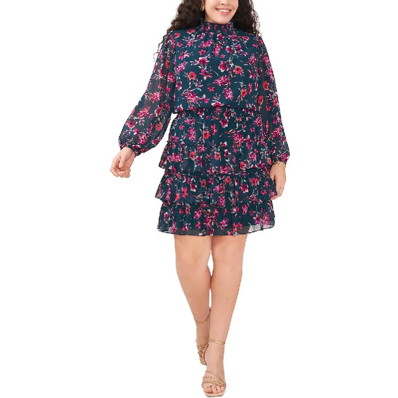 Stylish Women's Outerwear Apparel MSK Womens Plus Floral Knee Fit & Flare Dress