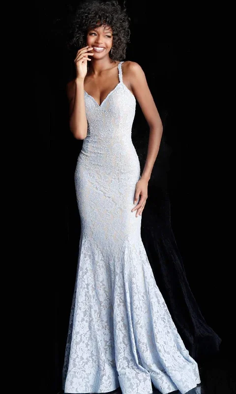 Affordable Women's Clothing JVN by Jovani - JVN68005 Jeweled Lace Mermaid Gown