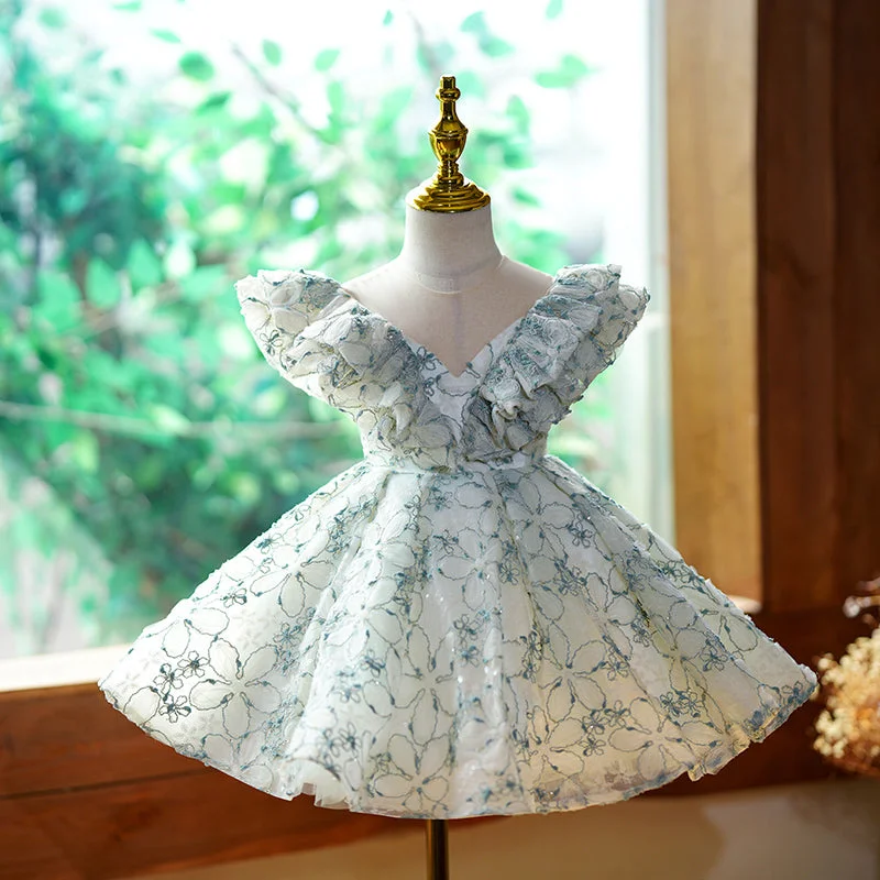 Women's Clothing For Special Occasions Little Girl Dress Toddler Small Fly Sleeve Wedding Pageant Flower Zip Fluffy Princess Dress