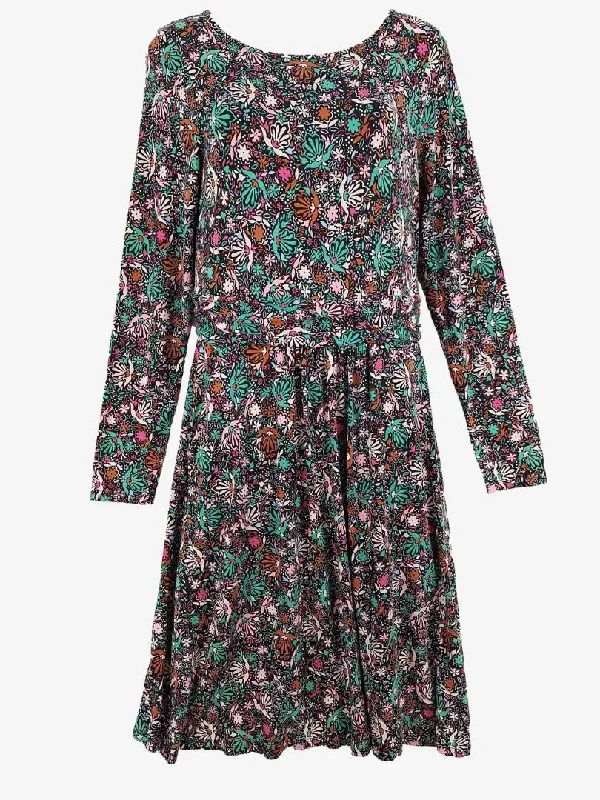 Women's Casual Clothing For Lounging Boden Dark Floral Long Sleeve Midi Dress Size 12