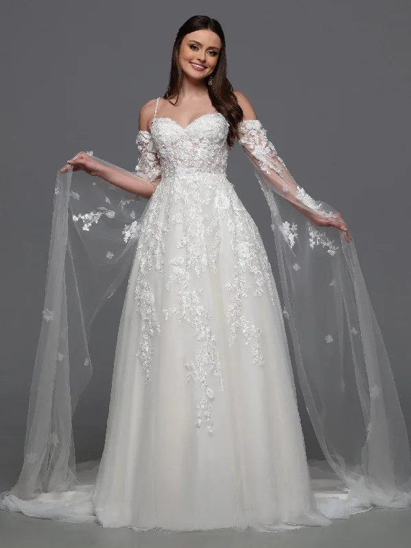 Women's Active Garments For Workouts Davinci Bridal 50834 Size 16 Ivory/Nude 3D Lace A Line Wedding Dress Cape Sleeves Sheer Beaded Bridal Gown