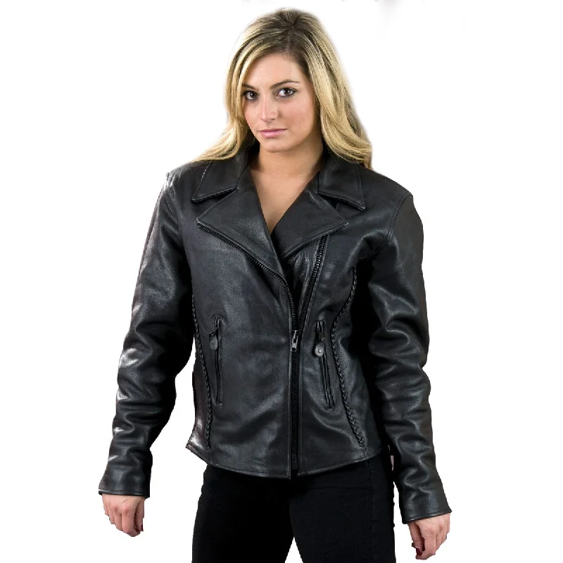 Formal Outfit For Women Milwaukee Leather ML7023 Women's 'Braided' Black Leather Jacket with Studs